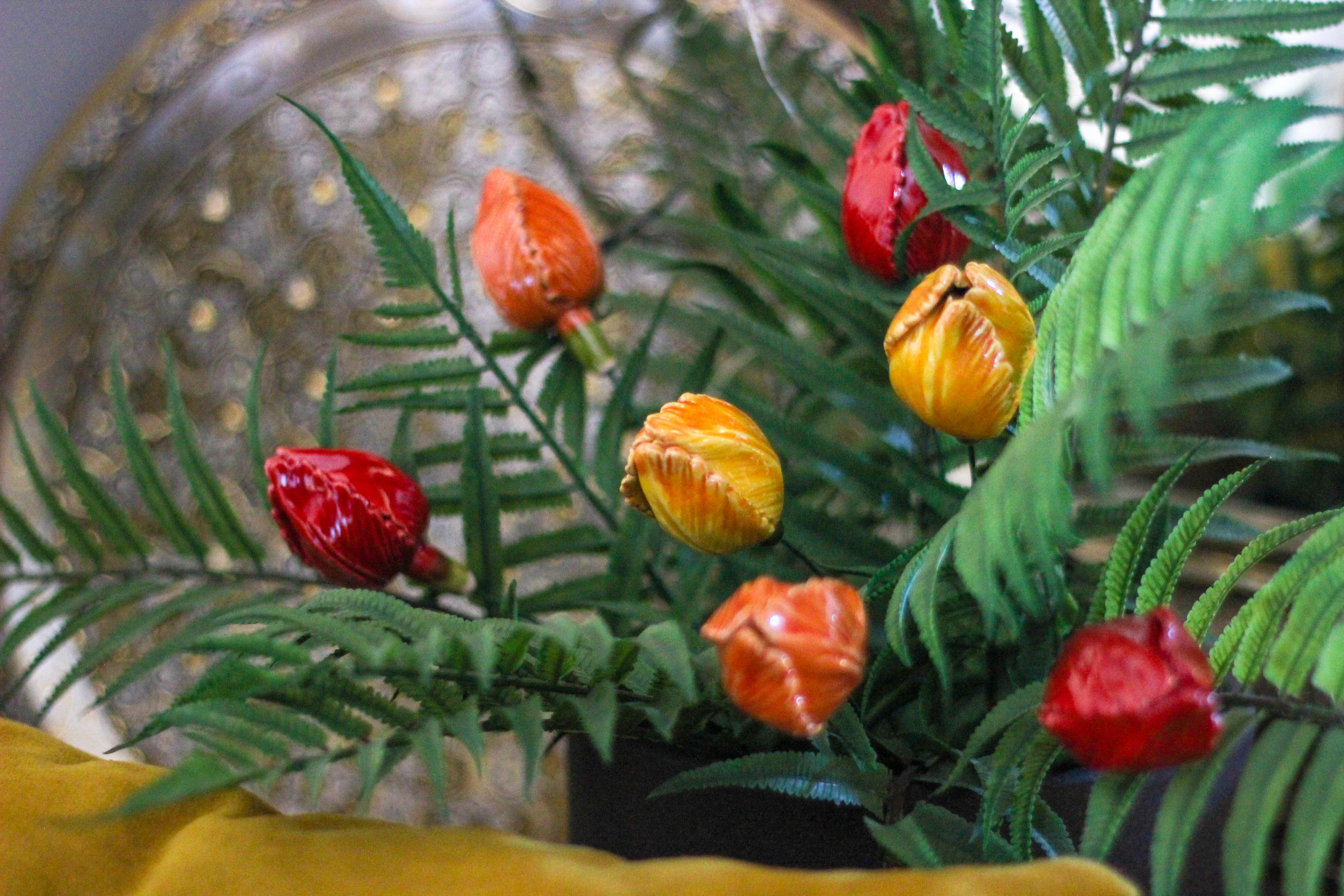 Ceramic tulips at home