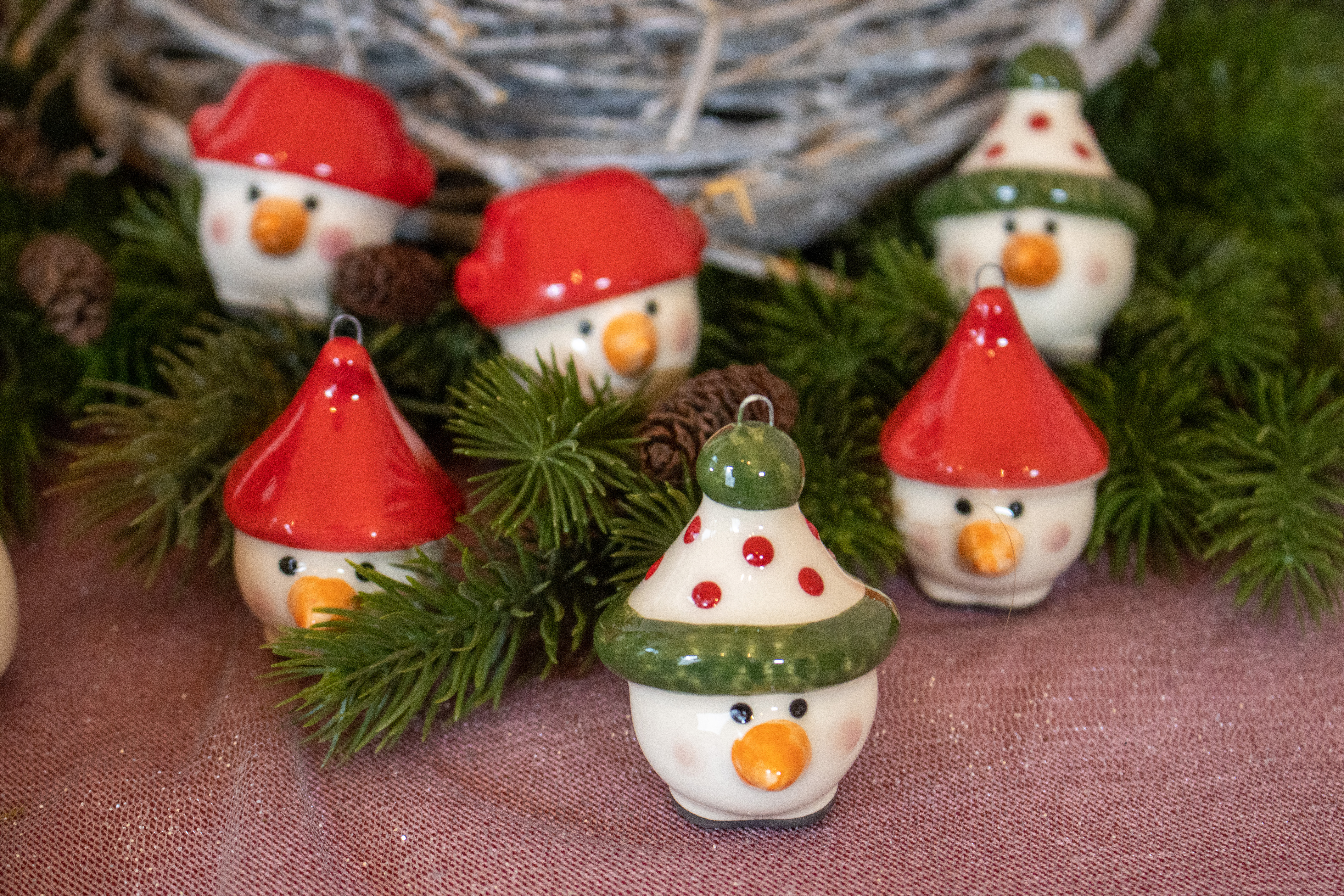 ceramic Christmas snowman figurine