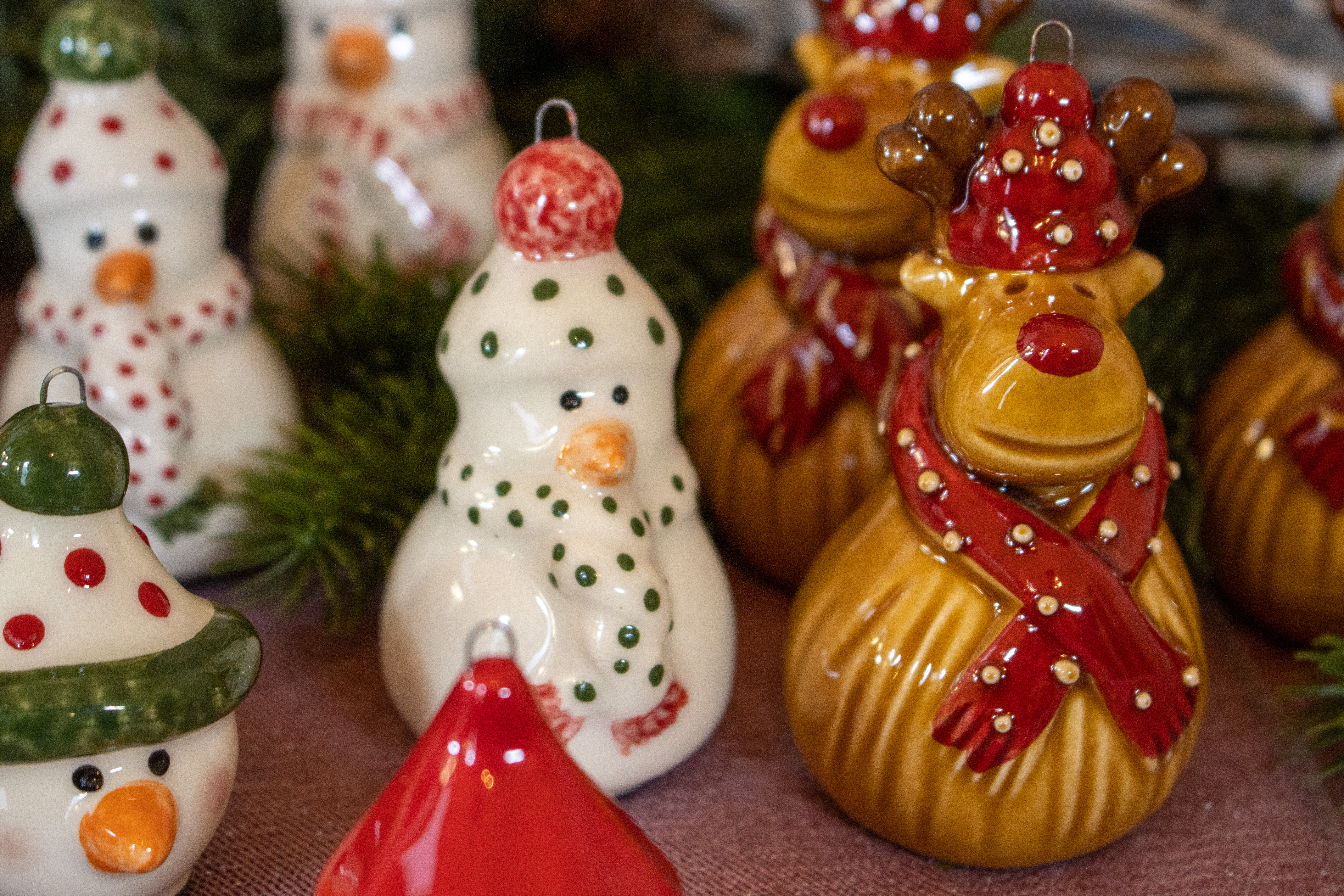 ceramic snowman and reindeer
