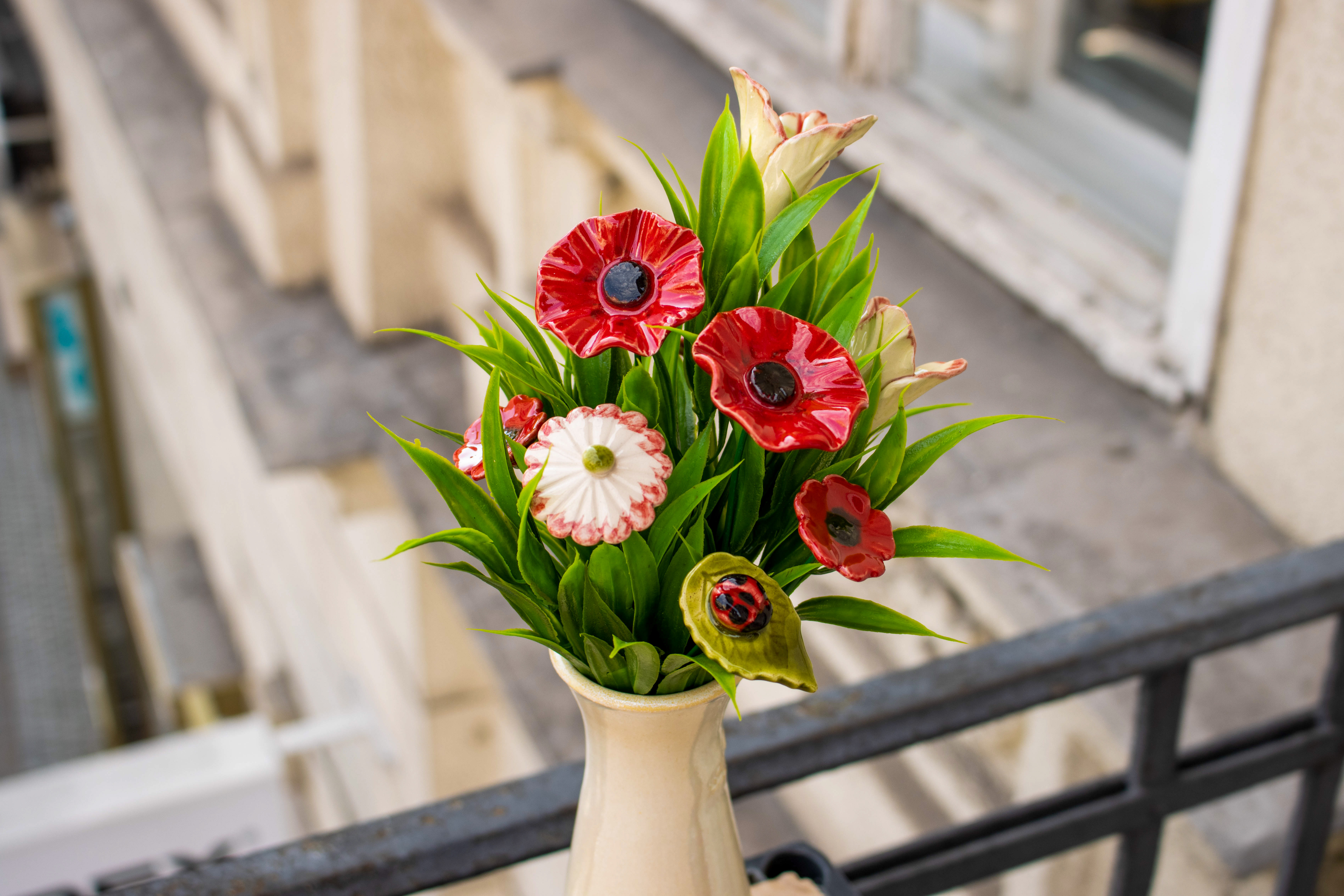 ceramic flower selection in vase