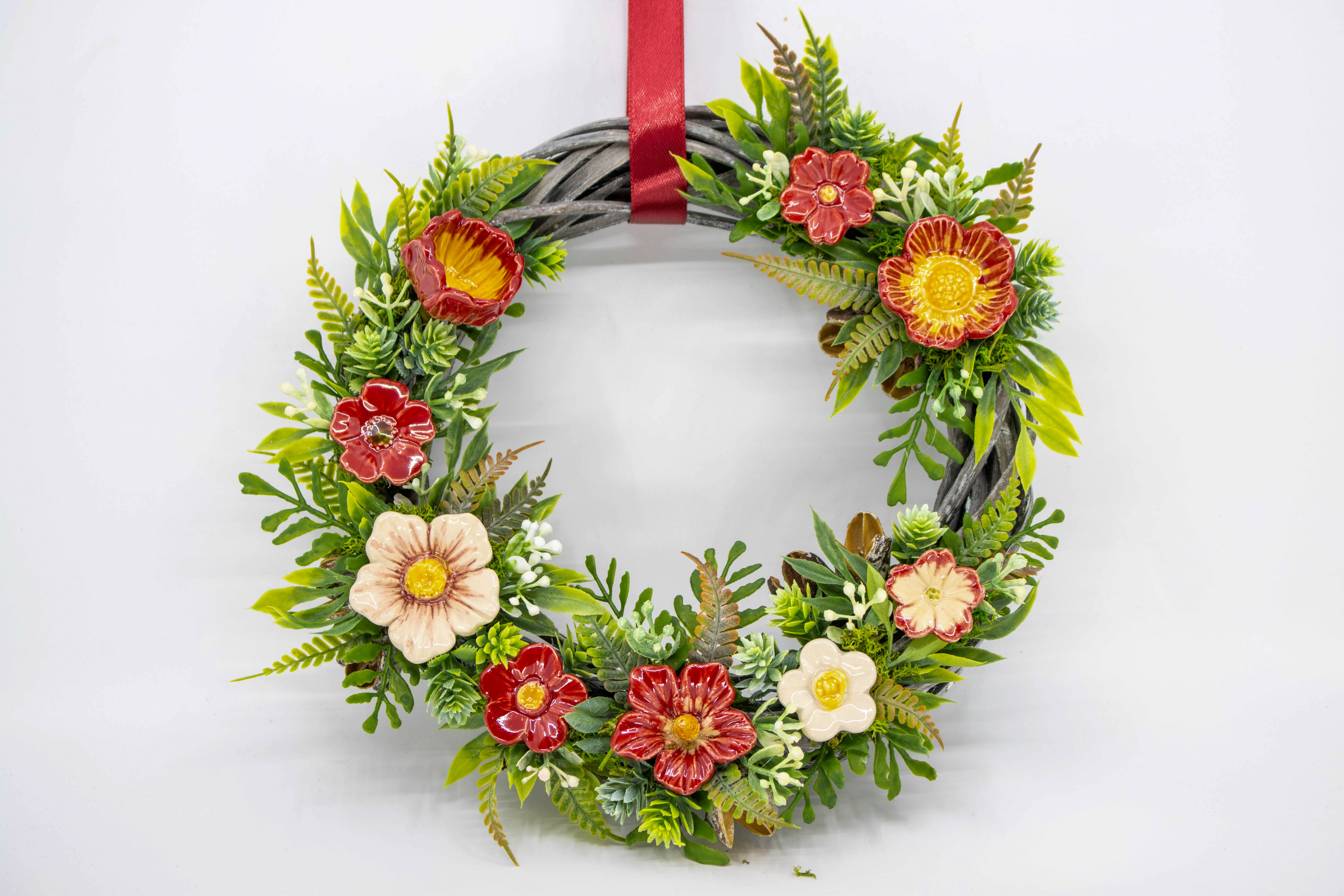 door decoration with ceramic flowers