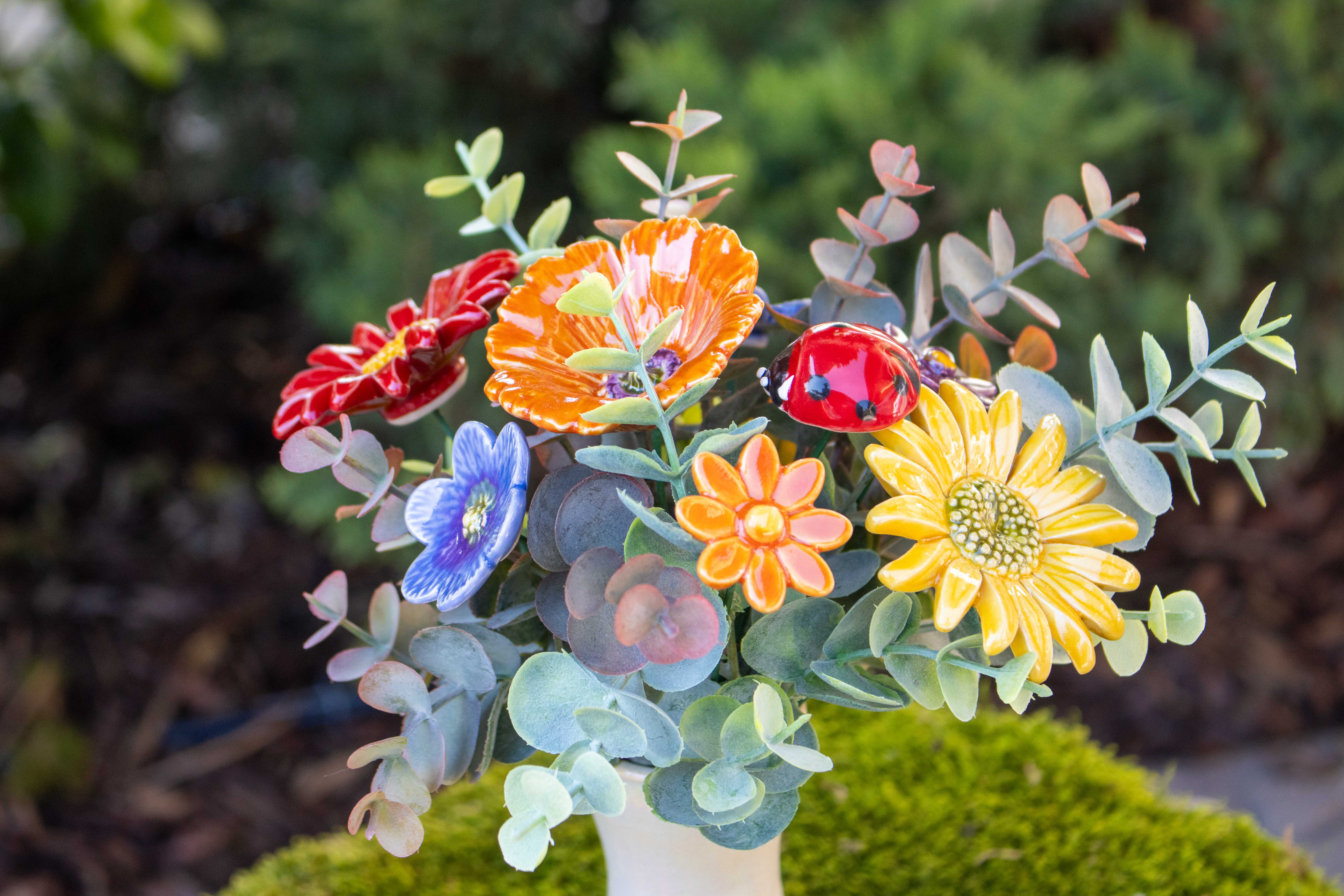 ceramic flower selection, bouquet