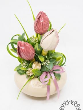 Medium Centerpiece with Tulips - Pink