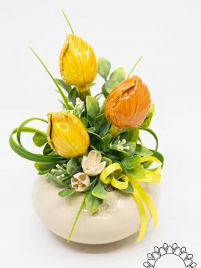 Medium Centerpiece with Tulips - Yellow