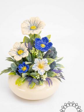 Medium Centerpiece with Cherry Blossoms  - Blue