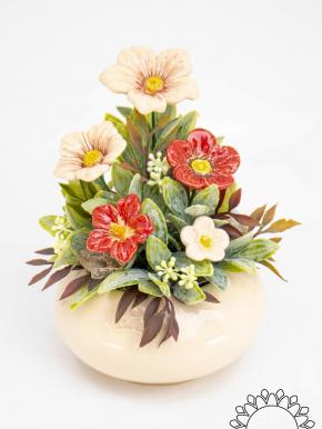 Medium Centerpiece with Cherry Blossoms  - Red