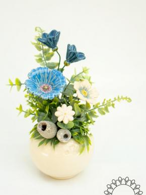 Small Centerpiece with Garden Poppy - Blue