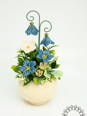 Small Centerpiece with Hanging Bellflower  - Blue