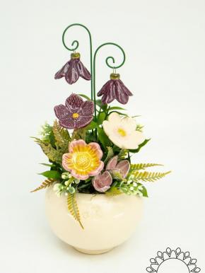 Small Centerpiece with Hanging Bellflower  - Purple