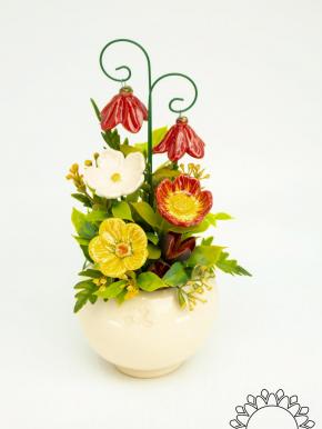 Small Centerpiece with Hanging Bellflower  - Red