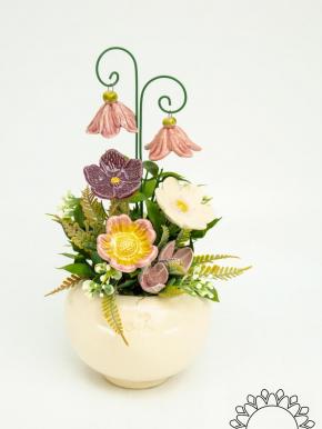 Small Centerpiece with Hanging Bellflower  - Pink