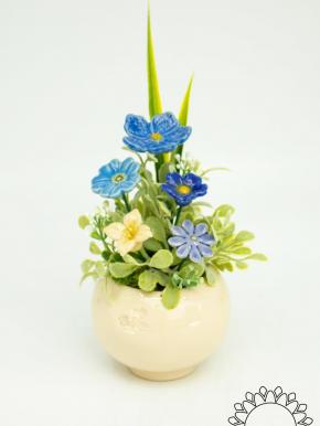 Mini Centerpiece with Linum Flowers - Blue