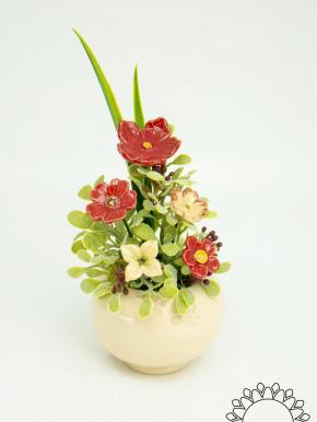 Mini Centerpiece with Linum Flowers - Red