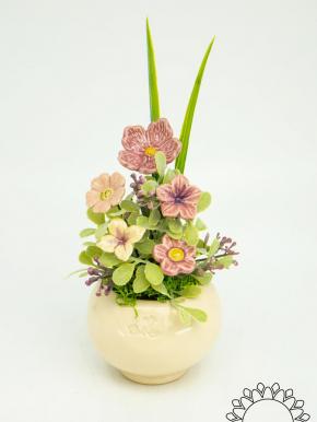 Mini Centerpiece with Linum Flowers - Pink