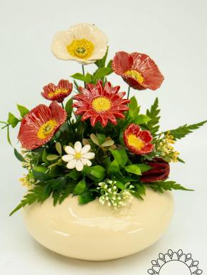 Large Centerpiece with Decor Poppy - Red