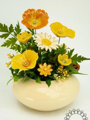 Large Centerpiece with Decor Poppy - Yellow