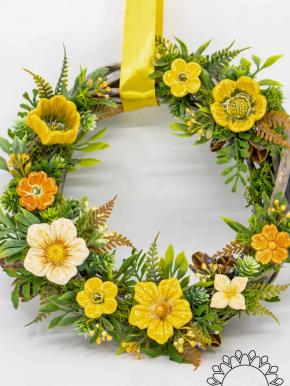 Wreath with Cherry Blossom  - Yellow