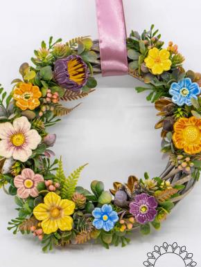 Wreath with Colorful Flowers 