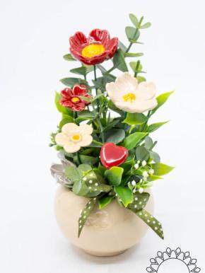 Mother's Day Centerpiece with Heart - Red - Red