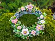 Door wreath with ceramic flowers