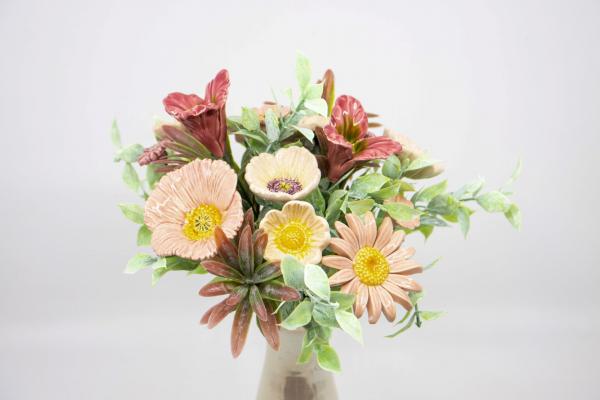 Durable ceramic flower stems for floral arrangements