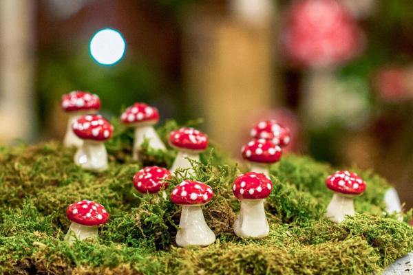 Small ceramic mushroom as a unique decor piece