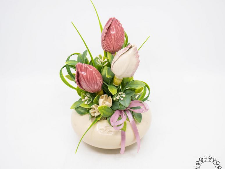Medium Centerpiece with Tulips - Pink
