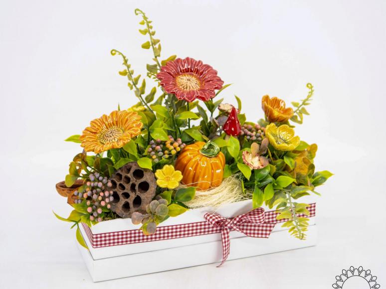 Large Flower Box Decoration with Mushroom