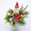Christmas Small Centerpiece with Snowman - Red