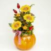 Large Pumpkin Pot Centerpiece with Decor Sunflowers 