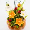Large Pumpkin Pot Centerpiece with Mallow 