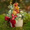 Christmas Small Centerpiece with Reindeer - Brown