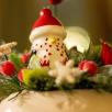 Medium Christmas Centerpiece with Snowman - Red