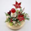 Medium Christmas Centerpiece with Snowman - Red