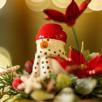 Medium Christmas Centerpiece with Snowman - Red